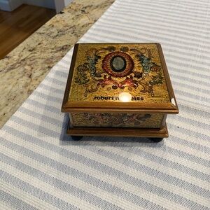 Vintage Robert M. Weiss Glass On Wood Trinket Box